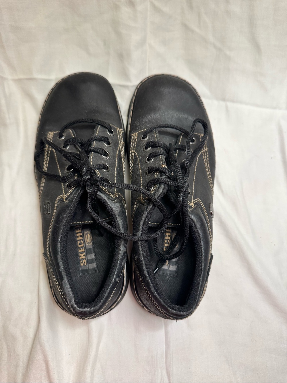 Vintage Women’s Skechers Black Leather Lace-Up Platform Sneakers [Size 8] - Picture 3 of 5